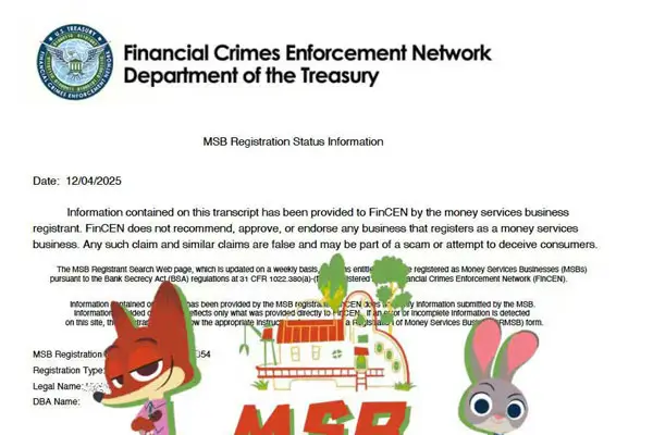 美国MSB牌照图片