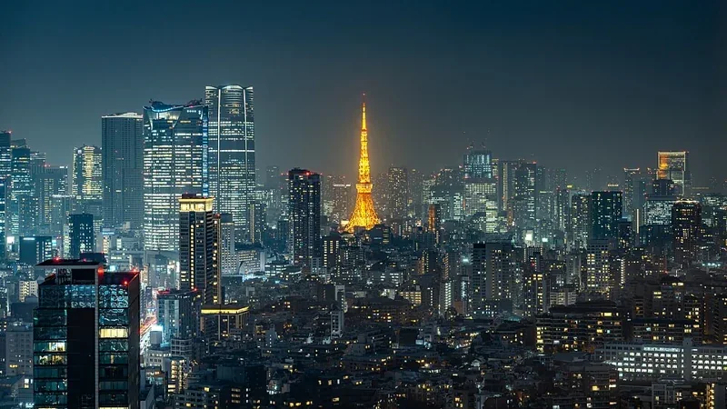 东京塔及周边城市夜景